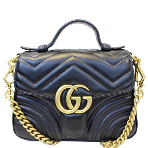 gucci black gg marmont mini leather bag